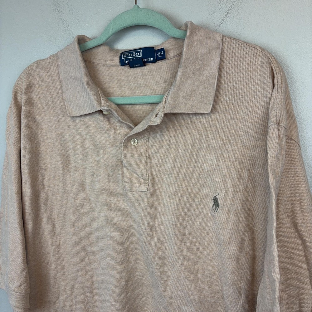 Polo By‎ Ralph Lauren Polo Shirt Mens 2XLT Big Tall Beige Cotton Pony Logo